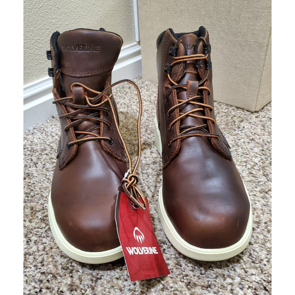 NWT Wolverine Men’s Work Boots Size 9.5M Brown Leather EH ASTM F2413-18 - Picture 1 of 8